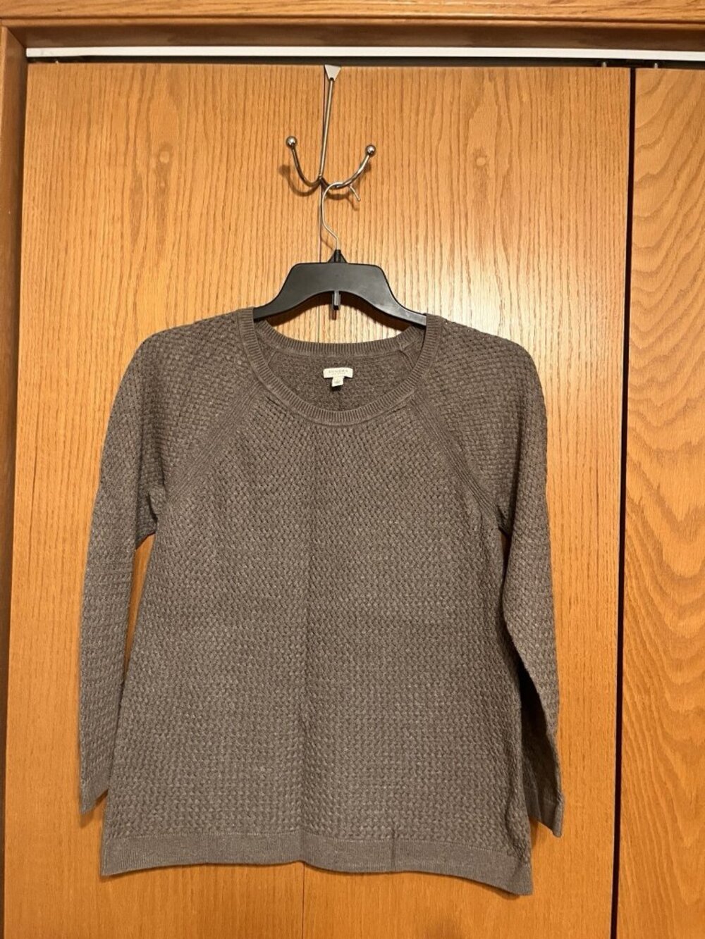 Sonoma Brown Long Sleeve Waffle Knit Pullover Sweater Women's size L